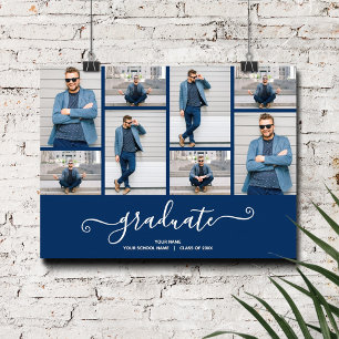 Poster van de Multi Photo Navy Blue Graduation Par