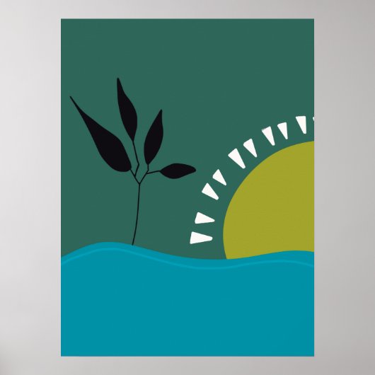 poster van de muur minimalistisch groen zonnedoren (Voorkant)
