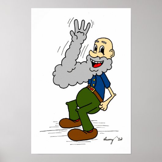 Poster van de oude Man Waving Beard (Voorkant)
