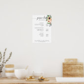 Poster van de prijslijst van de moderne bloem (Keuken)