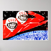 Poster van de Sovjet-ruimtepropaganda (Voorkant)