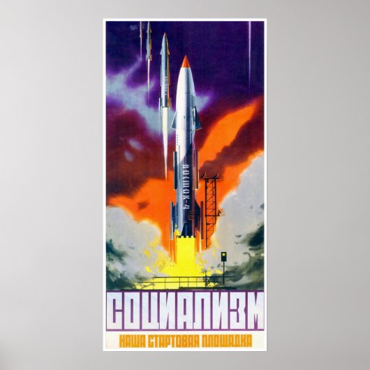 Poster van de Sovjet-ruimtepropaganda (Voorkant)