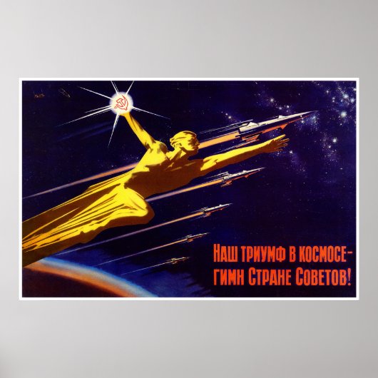 Poster van de Sovjet-ruimtepropaganda (Voorkant)