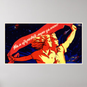 Poster van de Sovjetruimtepropaganda