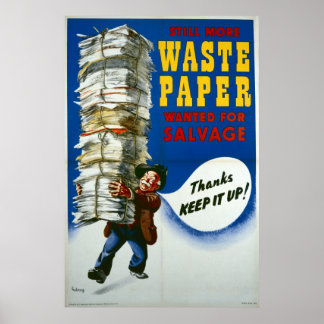 Poster van de Tweede Wereldoorlog - Afvalpapier vo
