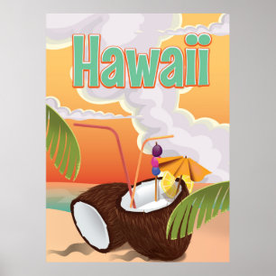 Poster van de vakantie op het strand van Hawaii