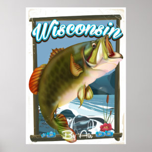 Poster van de visvangst van de staat Wisconsin