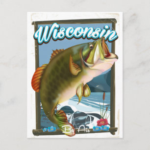 Poster van de visvangst van de staat Wisconsin Briefkaart