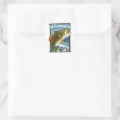 Poster van de visvangst van de staat Wisconsin Vierkante Sticker (Tas)