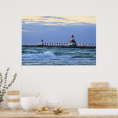 Poster van de vuurtoren van het meer Michigan St.  (Keuken)