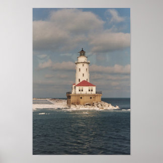 Poster van de vuurtoren van het meer van Michigan