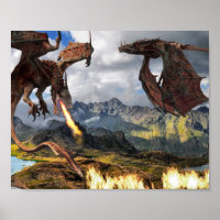 Poster van de vuurzee Dragon Red Wyvern