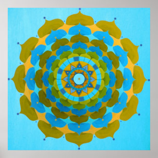 Poster van de waterbloem Mandala