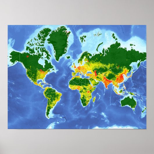 Poster van de wereldbevolkingskaart (Voorkant)