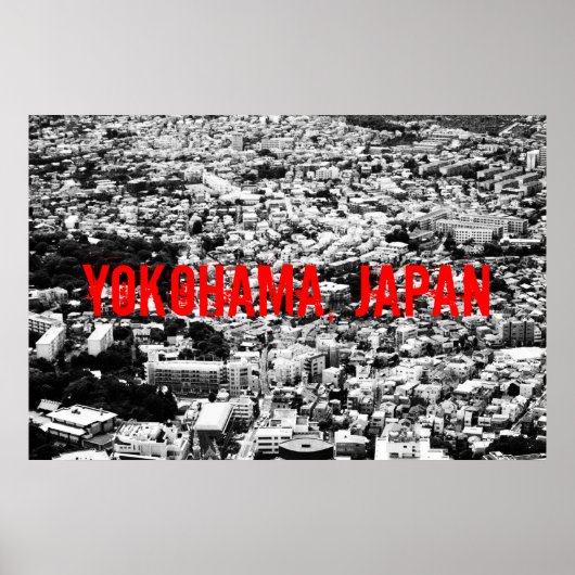 Poster van de zwarte en witte yokohama (Voorkant)