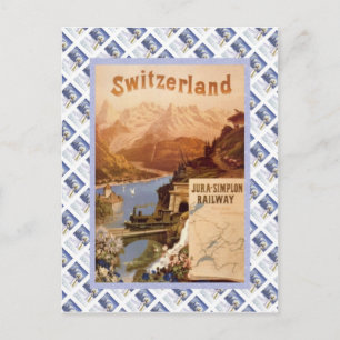 Poster van de Zwitserse Raulway, Jura Simplon Briefkaart