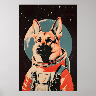Poster van Duitse Herdershond Astronaut, Duitse He