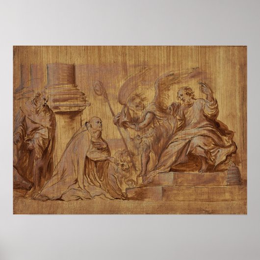 Poster Van Dyck - Anoniem Un Évêque S'Agenouillant Devant (Devant)