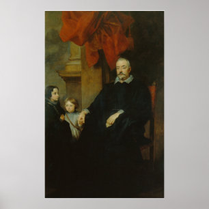 Poster Van Dyck - Un Genovese Gentlemen Avec Deux Enfants