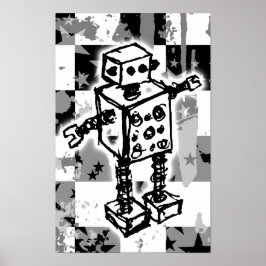 Poster van een geschetste robot