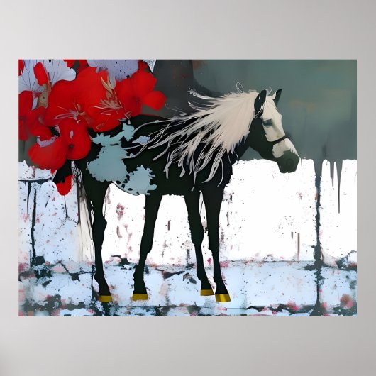 Poster van Floral Horse (Voorkant)
