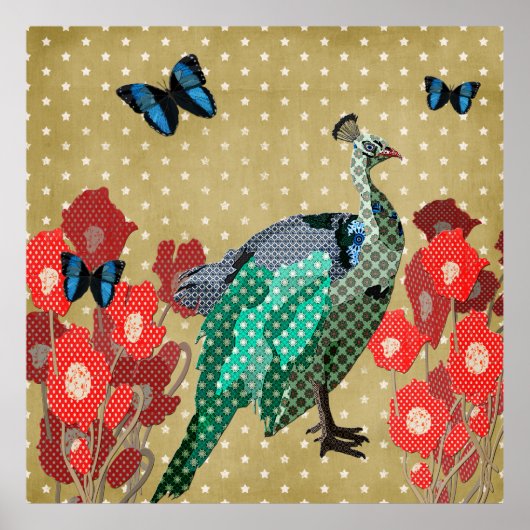 Poster van gebilde pekock en ponies Gold Stars (Voorkant)