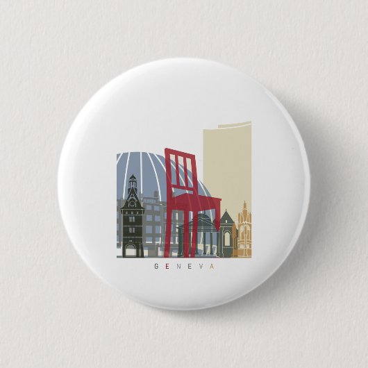 Poster van Genève skyline Ronde Button 5,7 Cm (Voorkant)