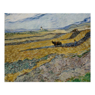 Poster Van Gogh a enfermé le champ avec le laboureur