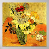 Poster Van Gogh artwork, Japanese Vase with Roses, (Devant)