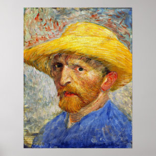 Poster Van Gogh - Autoportrait au chapeau de paille 1887