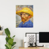 Poster Van Gogh Autoportrait avec Casquette de paille (Bureau à domicile)