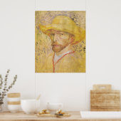 Poster van Gogh - Autoportrait avec Casquette de paille ( (Cuisine)