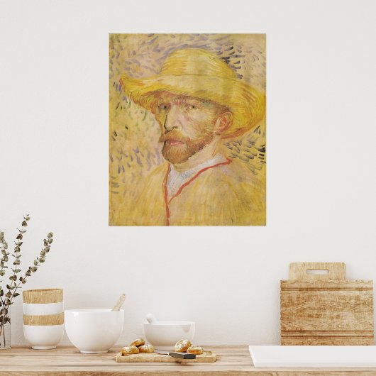 Poster van Gogh - Autoportrait avec Casquette de paille ( (Cuisine)