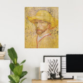 Poster van Gogh - Autoportrait avec Casquette de paille ( (Bureau à domicile)