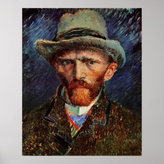 Poster Van Gogh ; Autoportrait avec Casquette Grey Felt (Devant)