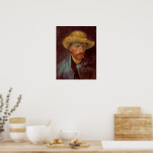 Poster Van Gogh Autoportrait avec Casquette paille et tuy (Cuisine)
