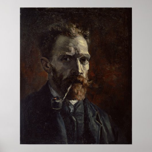 Poster Van Gogh - Autoportrait avec pipe (Devant)