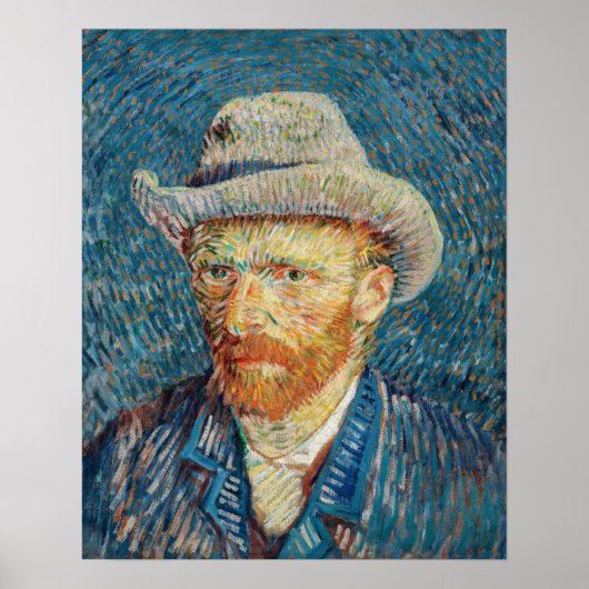 Poster Van Gogh - Autoportrait avec un Casquette gris (Devant)