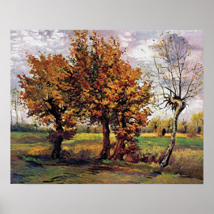 Poster Van Gogh - Autumn Landscape With Four Trees