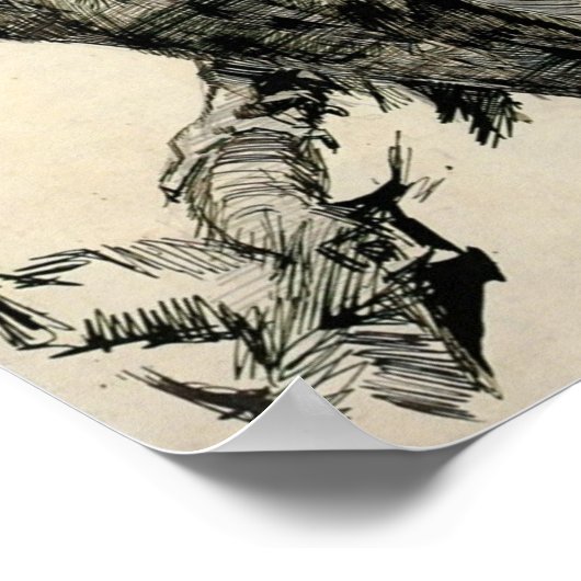 Poster Van Gogh - Barn Owl vu du côté (Coin)