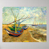 Poster Van Gogh Bateaux de pêche sur la plage de Saintes  (Devant)