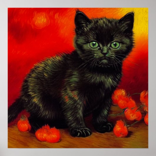 Poster Van Gogh Black Kitten (Devant)