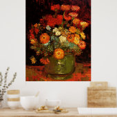 Poster Van Gogh - Bowl avec Zinnias (Cuisine)