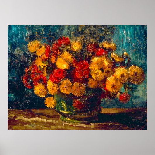Poster Van Gogh Bowl with Chrysanthemums (Devant)