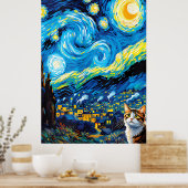 Poster van Gogh Cat Art (Cuisine)