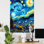 Poster van Gogh Cat Art (Bureau à domicile)