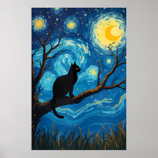 Poster van Gogh Cat Art