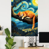Poster van Gogh Cat Art (Bureau à domicile)