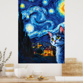 Poster van Gogh Cat Art (Cuisine)