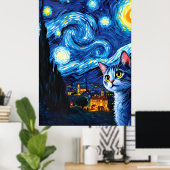 Poster van Gogh Cat Art (Bureau à domicile)